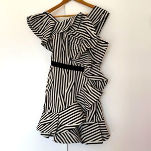 Self-portrait Striped Dress In Multicolor, US 4